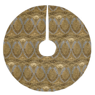 Silver And Gold Art Deco Pattern Brushed Polyester Tree Skirt