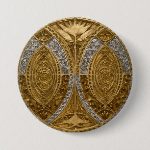 Silver And Gold Art Deco Pattern Button