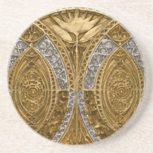 Silver And Gold Art Deco Pattern Coaster