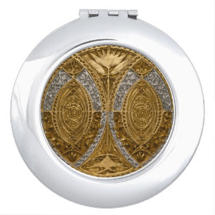 Silver And Gold Art Deco Pattern Compact Mirror