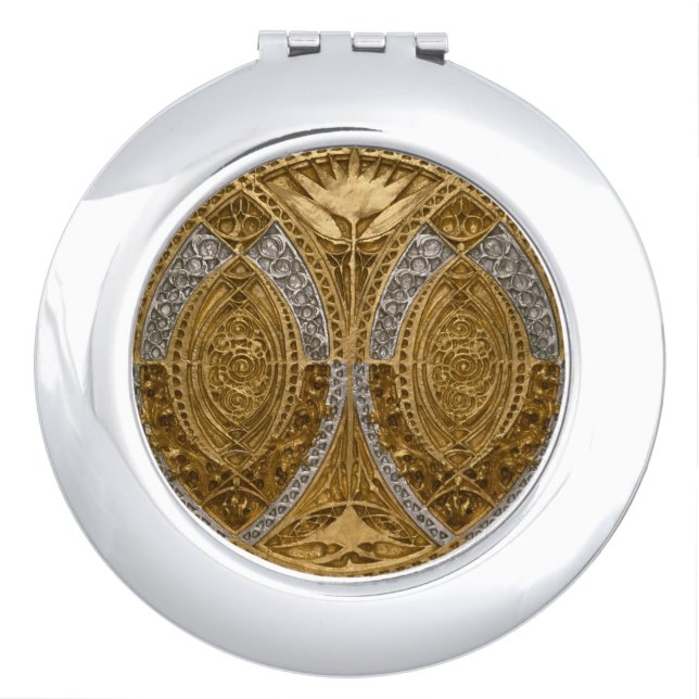 Silver And Gold Art Deco Pattern Compact Mirror (Front)