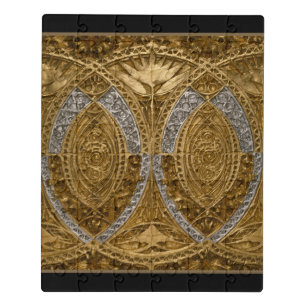 Silver And Gold Art Deco Pattern Jigsaw Puzzle