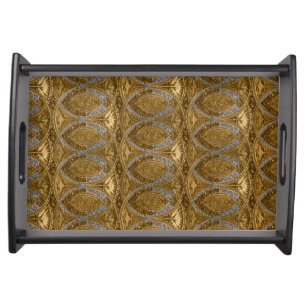 Silver And Gold Art Deco Pattern Serving Tray