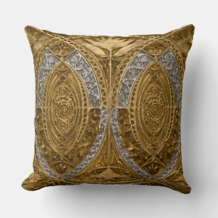 Silver And Gold Art Deco Pattern Throw Pillow