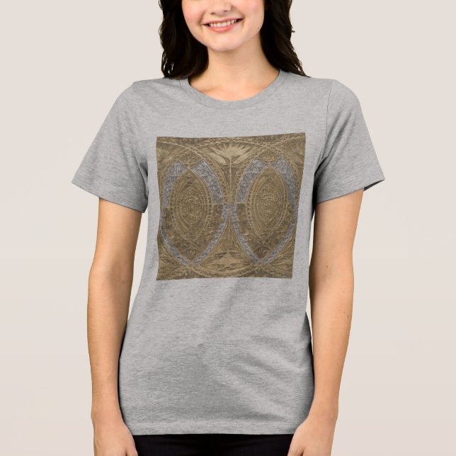 Silver And Gold Art Deco Pattern Tri-Blend Shirt (Front)