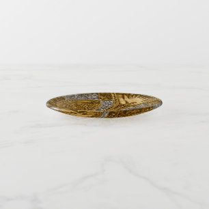 Silver And Gold Art Deco Pattern Trinket Tray