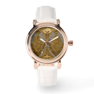 Silver And Gold Art Deco Pattern Watch