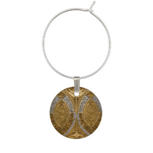 Silver And Gold Art Deco Pattern Wine Charm