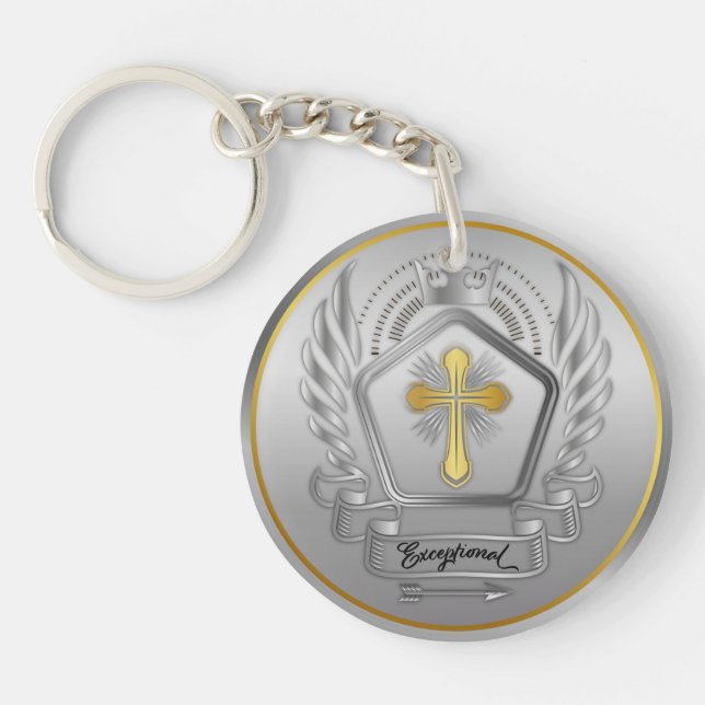 Silver And Gold Award Winner Acrylic Keychain (Front)