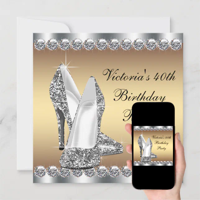 Silver and Gold Birthday Party Invitation | Zazzle