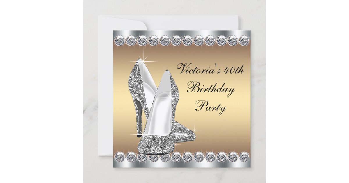 Silver and Gold Birthday Party Invitation | Zazzle