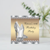 Silver and Gold Birthday Party Invitation | Zazzle