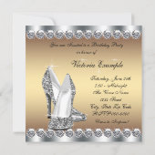 Silver and Gold Birthday Party Invitation | Zazzle