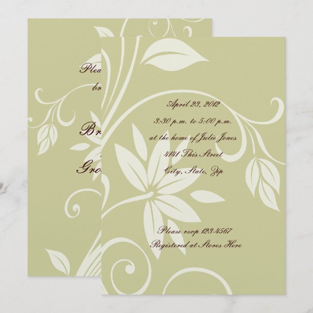 Silver and Gold Bridal Shower Invitation (Front/Back)