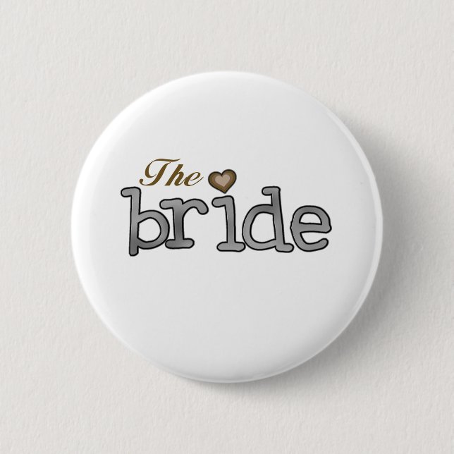 Silver and Gold Bride Pinback Button (Front)