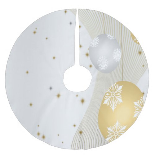 Silver and Gold Brushed Polyester Tree Skirt