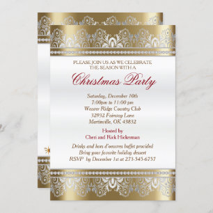 Silver and Gold Christmas Holiday Tree Invitation