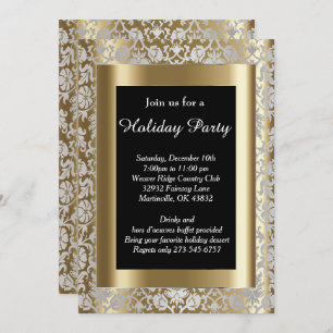 Silver and Gold Christmas Holiday Tree Invitation