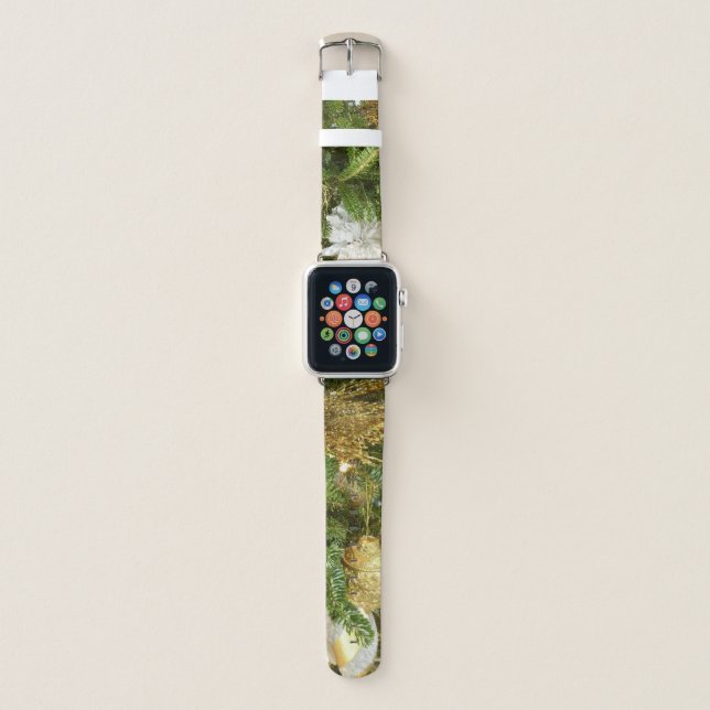 Silver and Gold Christmas Tree I Holiday Apple Watch Band (Front)
