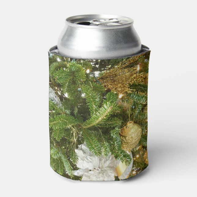Silver and Gold Christmas Tree I Holiday Can Cooler (Can Front)