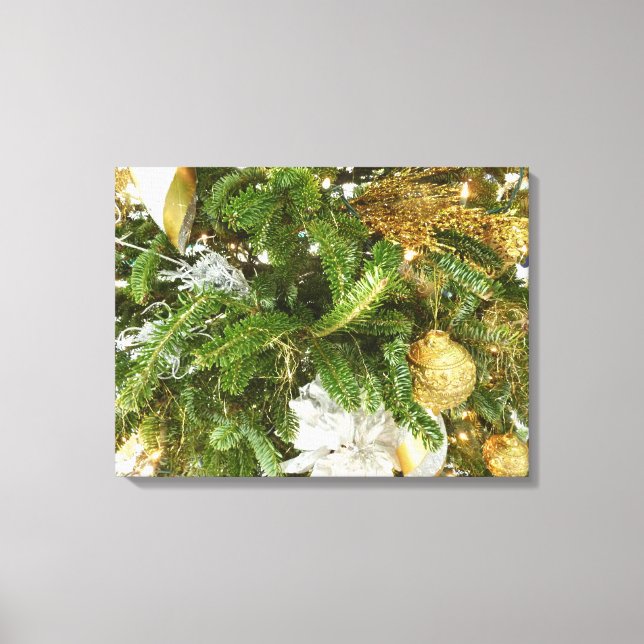 Silver and Gold Christmas Tree I Holiday Canvas Print (Front)