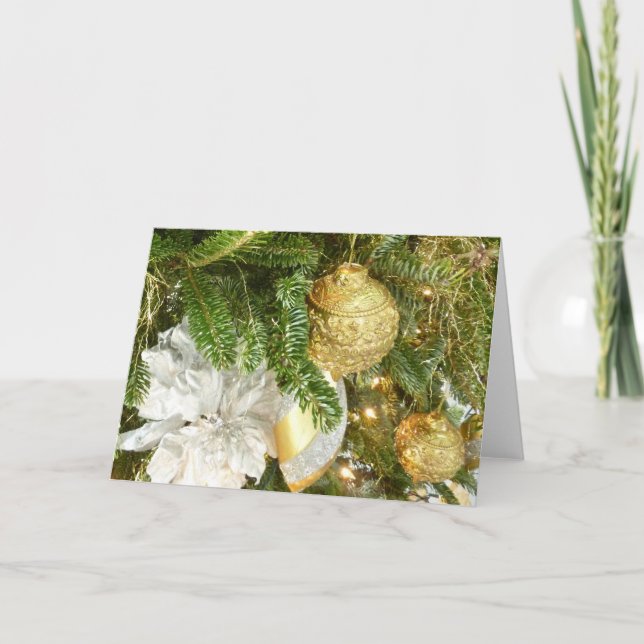 Silver and Gold Christmas Tree I Holiday Card (Front)