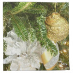 Silver and Gold Christmas Tree I Holiday Cloth Napkin