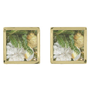 Silver and Gold Christmas Tree I Holiday Cufflinks