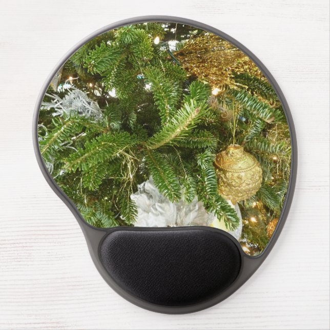 Silver and Gold Christmas Tree I Holiday Gel Mouse Pad (Front)