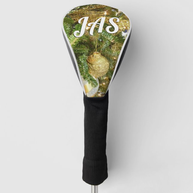 Silver and Gold Christmas Tree I Holiday Golf Head Cover (Front)