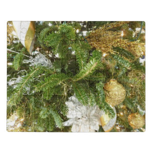 Silver and Gold Christmas Tree I Holiday Jigsaw Puzzle
