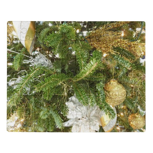 Silver and Gold Christmas Tree I Holiday Jigsaw Puzzle (Puzzle Horizontal)