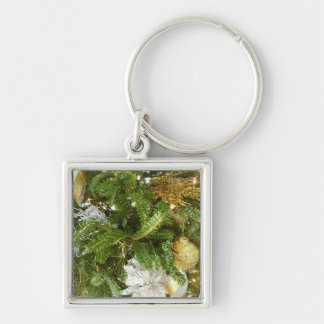 Silver and Gold Christmas Tree I Holiday Keychain