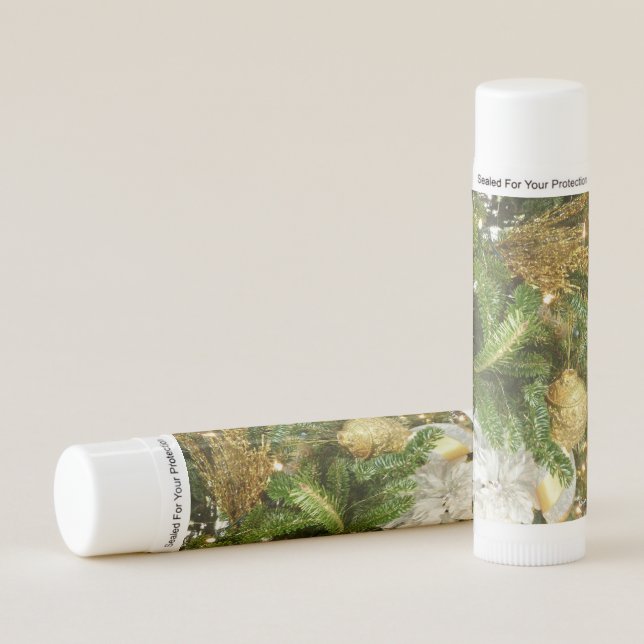 Silver and Gold Christmas Tree I Holiday Lip Balm (Front)