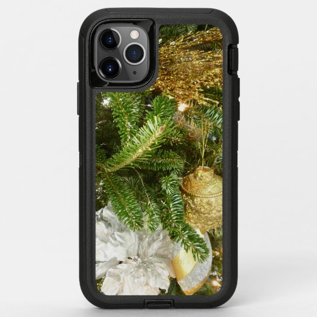 Silver and Gold Christmas Tree I Holiday Otterbox iPhone Case (Back)