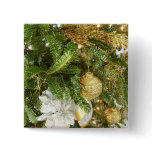 Silver and Gold Christmas Tree I Holiday Pinback Button