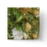 Silver and Gold Christmas Tree I Holiday Pinback Button