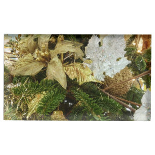 Silver and Gold Christmas Tree I Holiday Place Card Holder