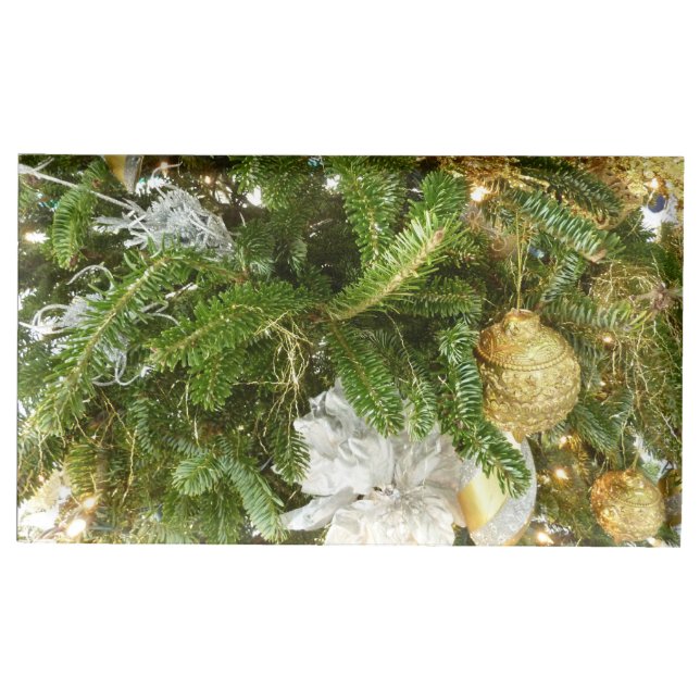 Silver and Gold Christmas Tree I Holiday Place Card Holder (Front)