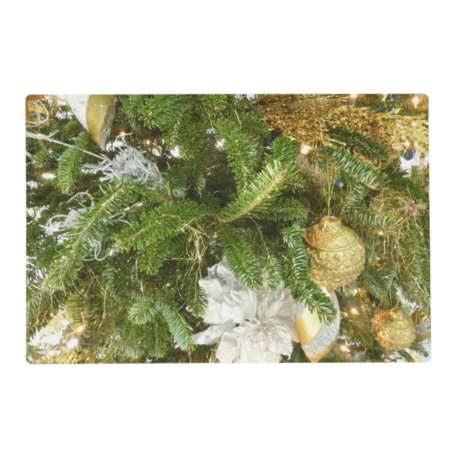 Silver and Gold Christmas Tree I Holiday Placemat (Front)