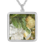 Silver and Gold Christmas Tree I Holiday Silver Plated Necklace