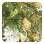 Silver and Gold Christmas Tree I Holiday Square Sticker