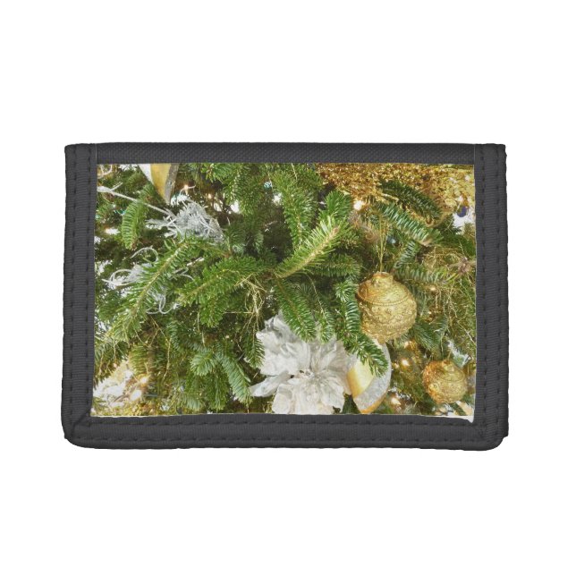 Silver and Gold Christmas Tree I Holiday Trifold Wallet (Front)