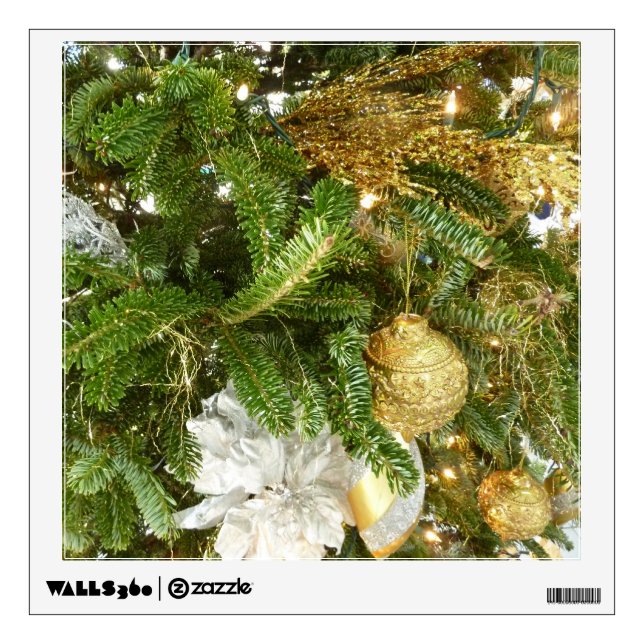 Silver and Gold Christmas Tree I Holiday Wall Sticker (Front)