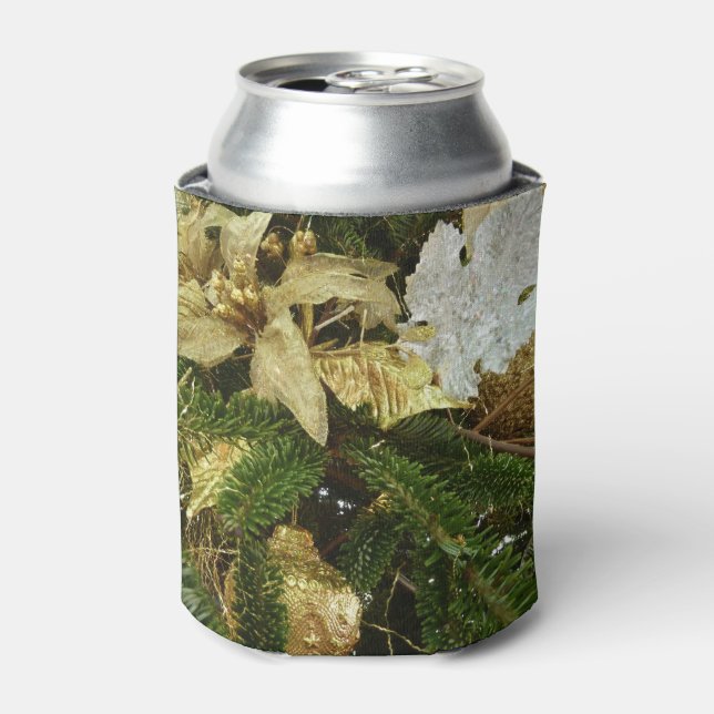 Silver and Gold Christmas Tree II Holiday Can Cooler (Can Front)
