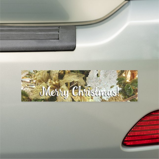 Silver and Gold Christmas Tree II Holiday Car Magnet (In Situ)
