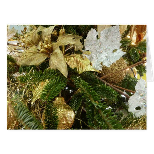 Silver and Gold Christmas Tree II Holiday Card (Front Horizontal)