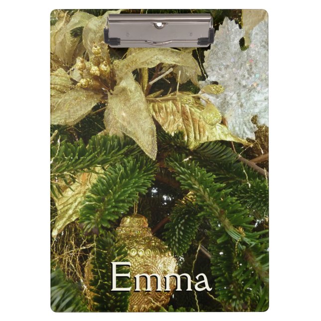Silver and Gold Christmas Tree II Holiday Clipboard (Front)