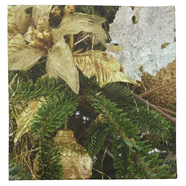 Silver and Gold Christmas Tree II Holiday Cloth Napkin (Front)