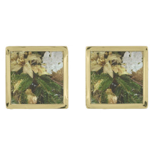 Silver and Gold Christmas Tree II Holiday Cufflinks